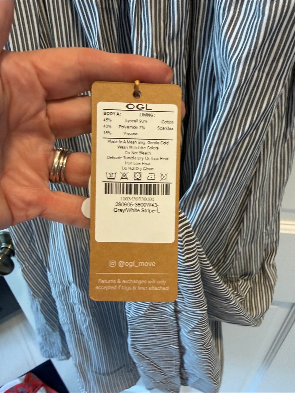 OGL Gray Smocked Square-Neck Striped Midi Dress - Picture 6 of 8